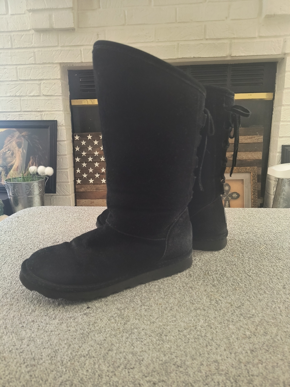 BearPaw Classic Black Tall Women's Suede Boots